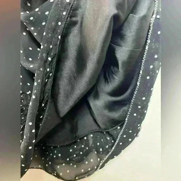 Max Studio Sheer Sleeveless V-Neck Black With White Polka Dots Dress Size Small - Picture 12 of 16